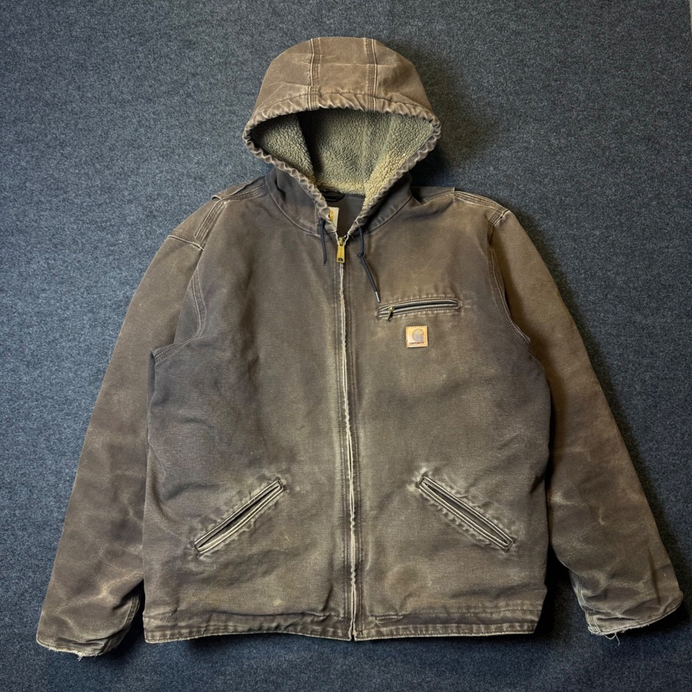 Vintage Carhartt J141-DKB Sierra Jacket Mens XL Brown sandstone Sherpa Lined